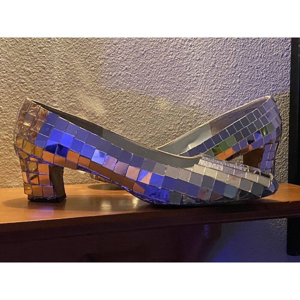 Women’s Glass Heels 9 B Vintage Mirror Pumps Chandler’s French Room Cinderella